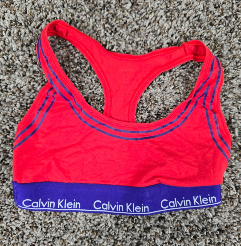 Calvin Klein Girls Sz L Racer Back Sports Bra Red Purple